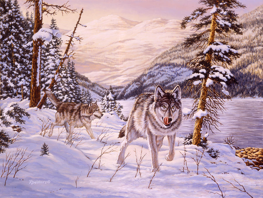 Winter Painting - Winter Hunt by Richard De Wolfe