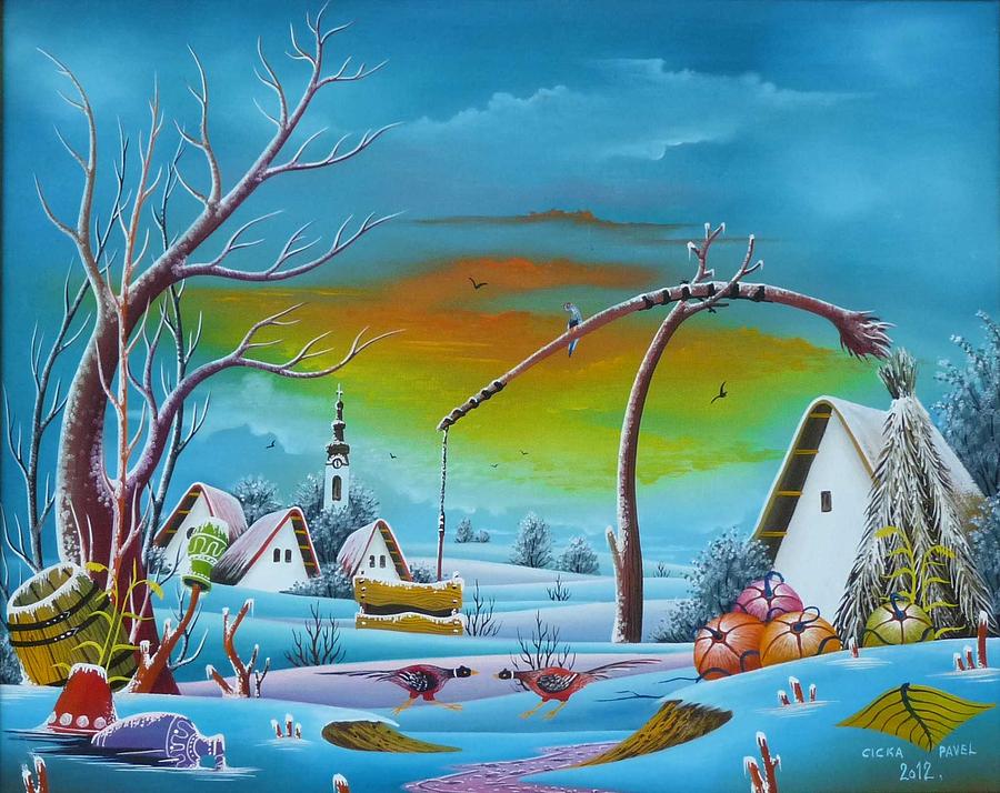 Landscape Painting - Winter idyll by Pavel Cicka