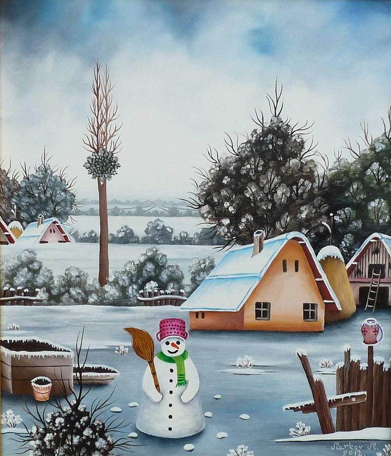 Landscape Painting - Winter in Padina by Marci Markov