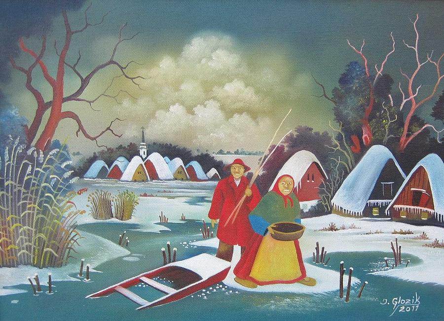 Naive Painting - Winter by Jan Glozik