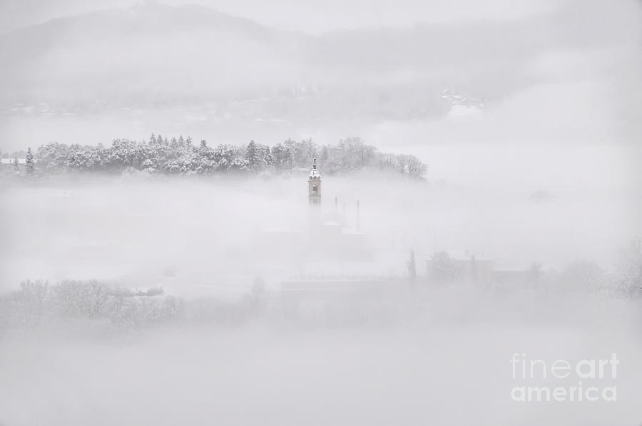 Winter landscape with fog Photograph by Mats Silvan