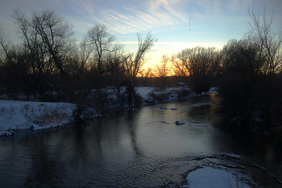 Winter Nightfall Along the Creek Photograph by Greni Graph