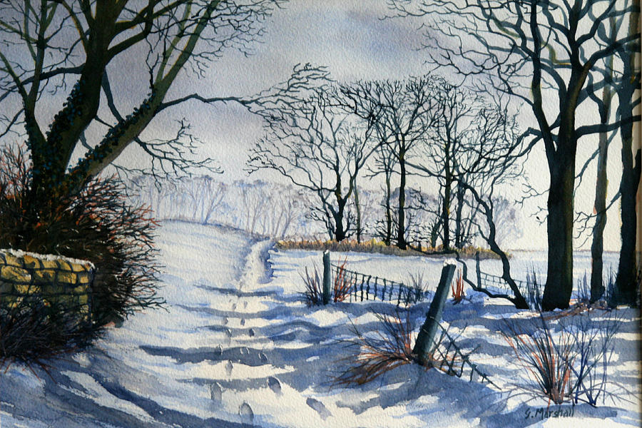 Winter Path to Danes Dyke Painting by Glenn Marshall