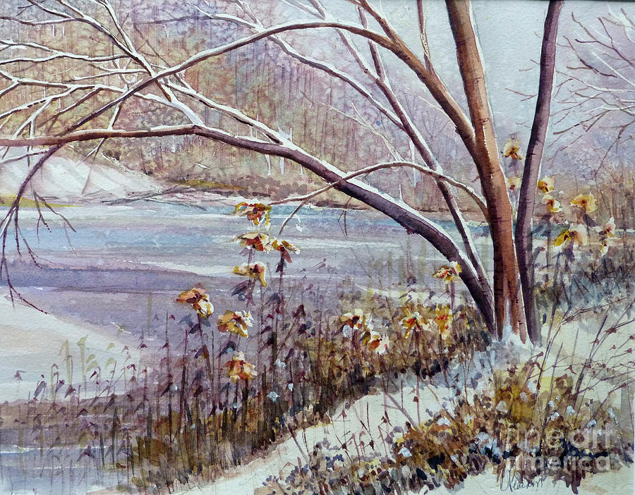 Winter River Painting by Louise Peardon