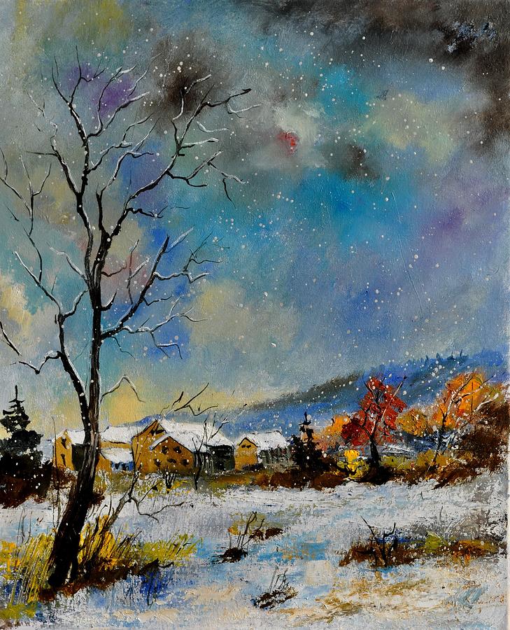 Winter Painting - Winter scene by Pol Ledent
