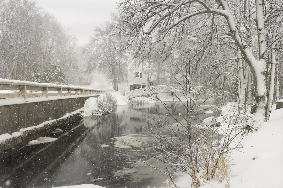 Winter Photograph - Winter Snowstorm In Somesville Maine by Keith Webber Jr