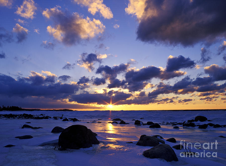 Sunset Photograph - Winter Sunset on Lake Michigan - FM000053 by Daniel Dempster