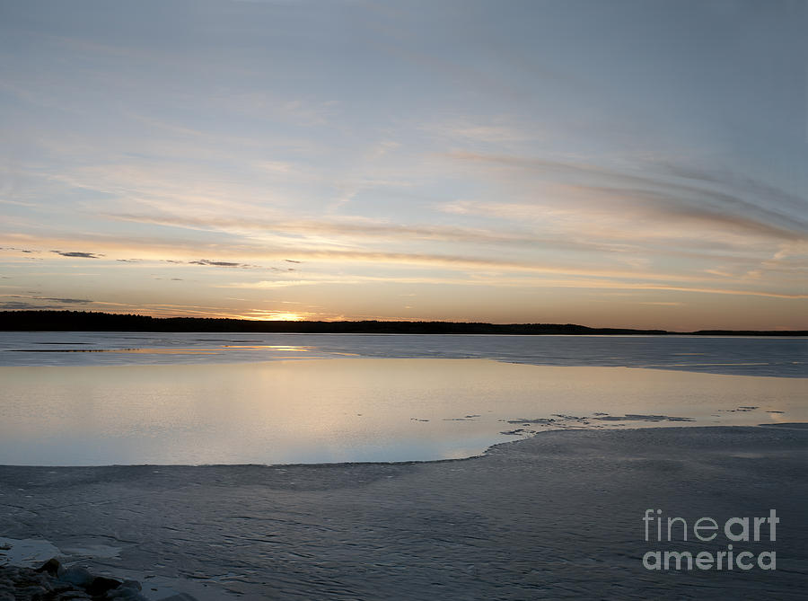 Winter Sunset Over Lake Photograph by Art Whitton