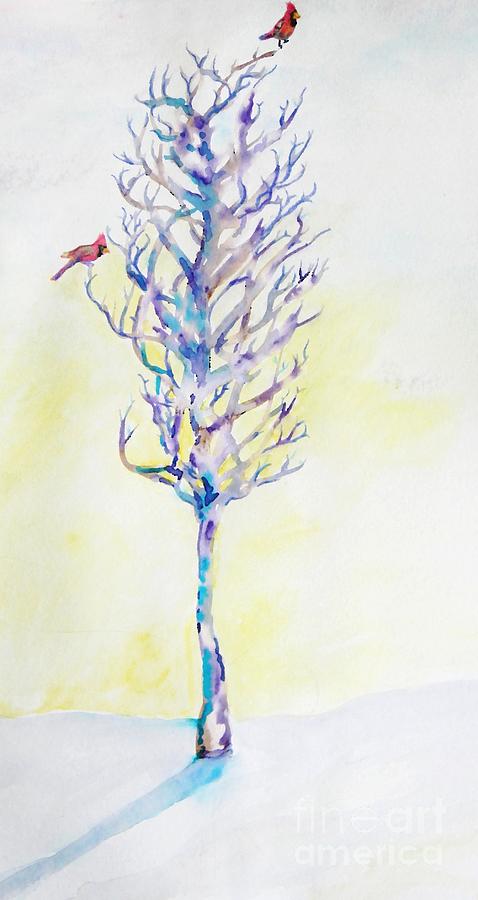 Bird Painting - Winter Tree by Emily Michaud