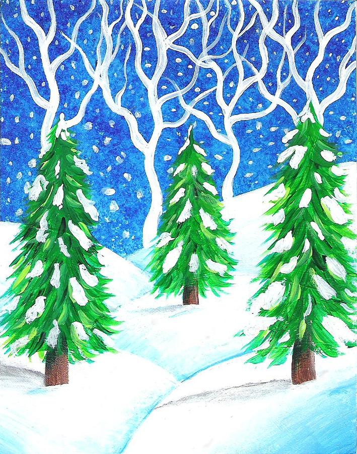 Winter Wonderland Painting by Oddball Art Co by Lizzy Love