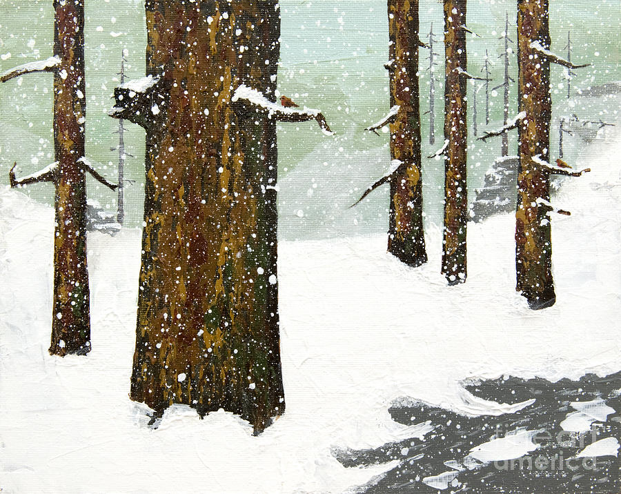 Wintering Pines Painting by L J Oakes