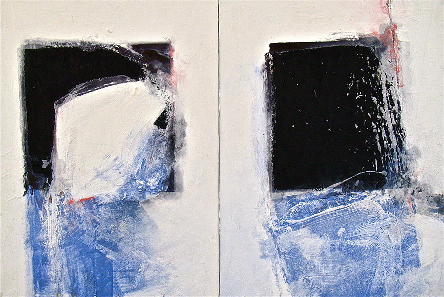 Black And White Painting - Winters Here - Then Diptych by Cliff Spohn