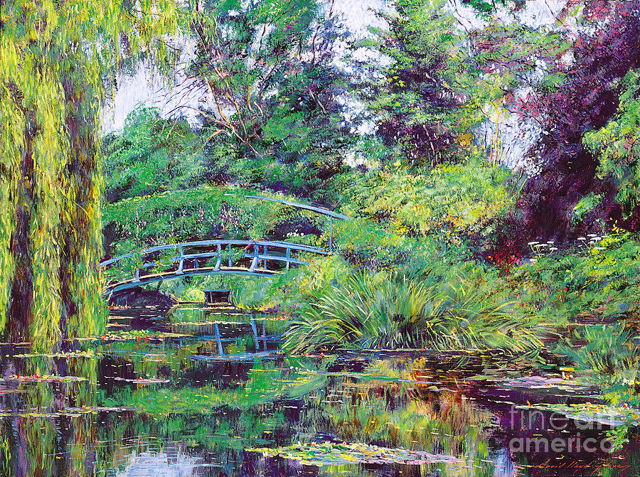 Wisteria Bridge Giverny Painting by David Lloyd Glover