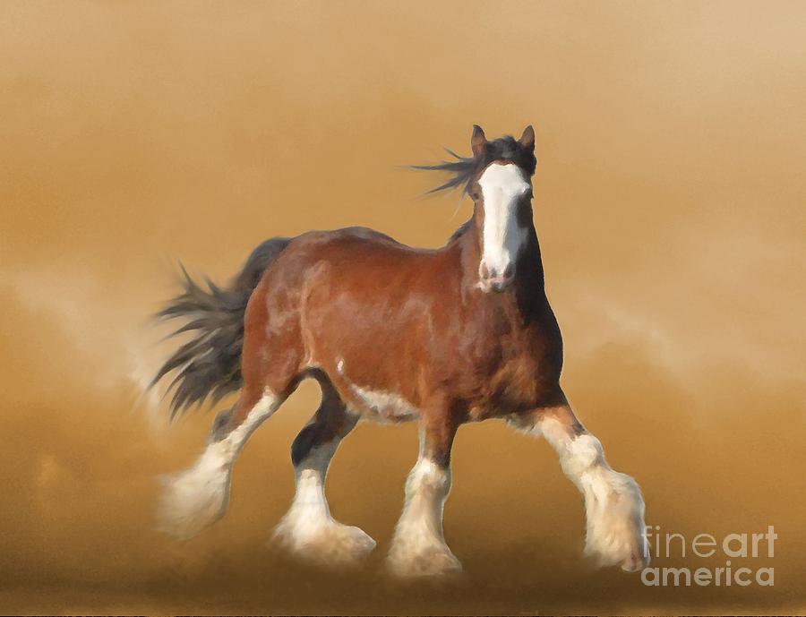 Clydesdale Painting - ...With...Fury He Devoureth the Ground by Angela Marks