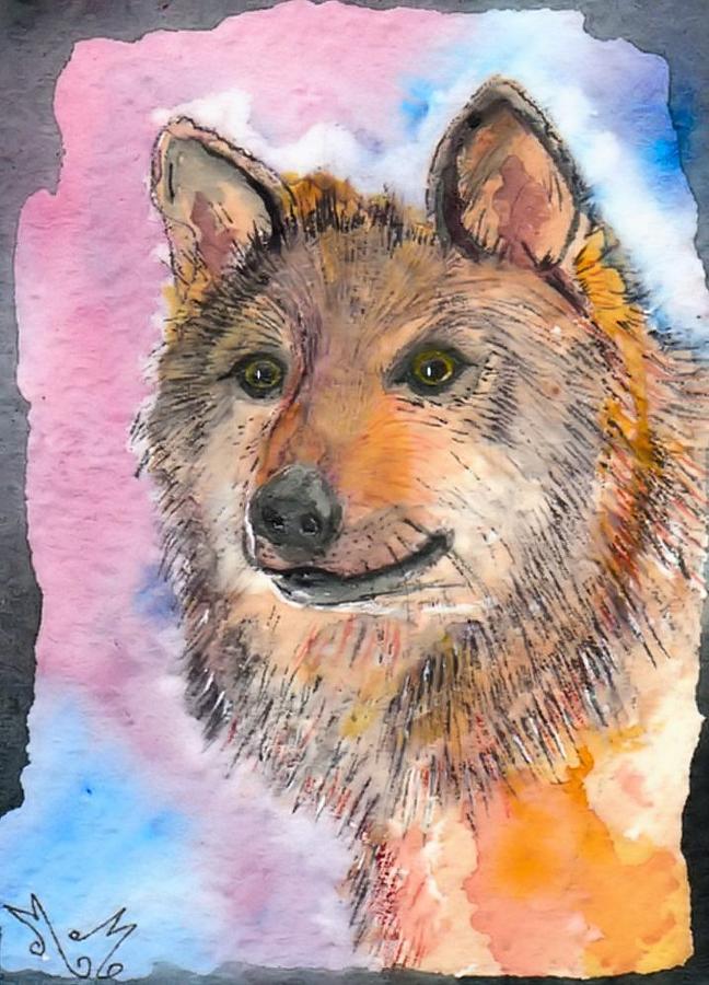 Nature Painting - Wolf Dog by Myrna Migala