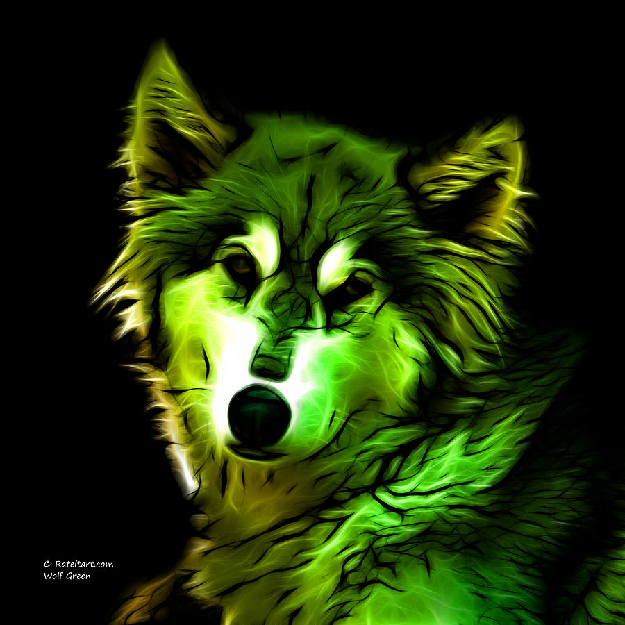 Wolf - Green Digital Art by James Ahn