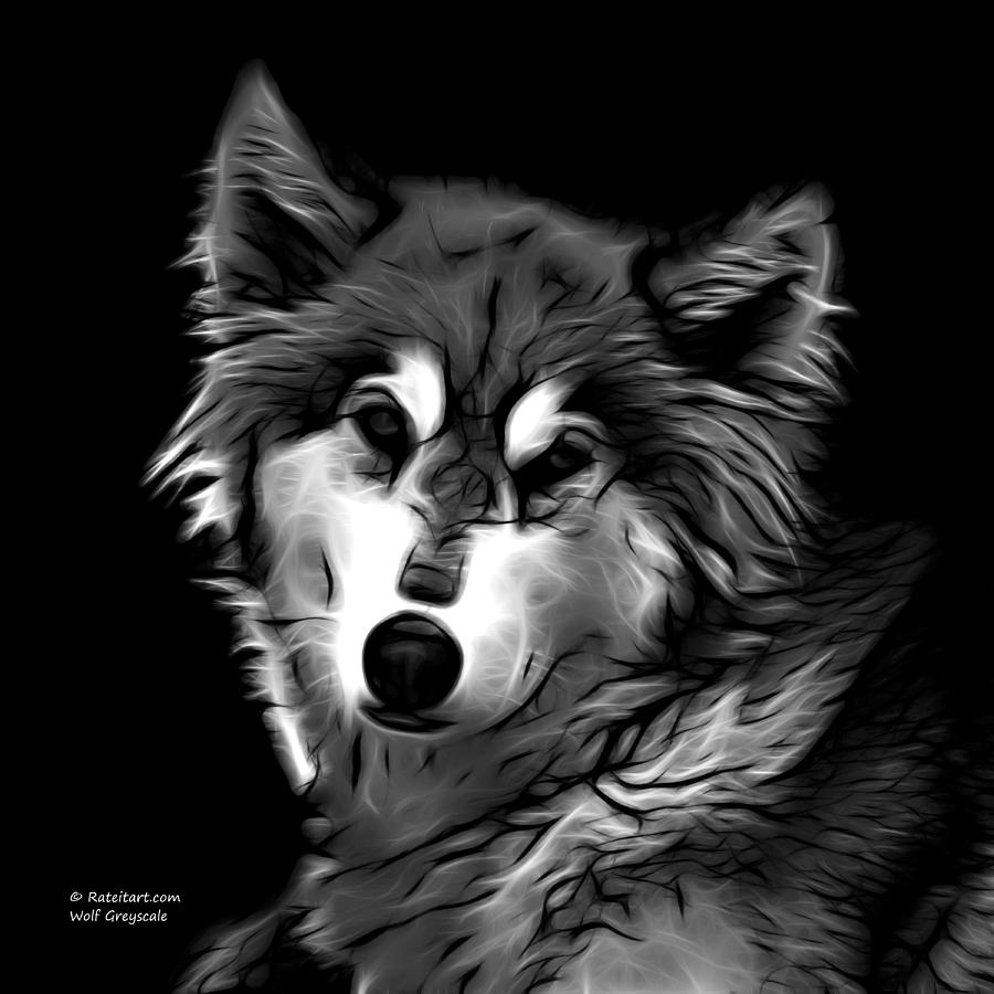 Wolf - Greyscale Digital Art by James Ahn