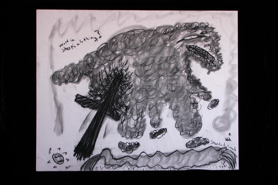 Landscape Drawing - Wolf in Sheeps Clothes by Michael Vincent Whitemiller