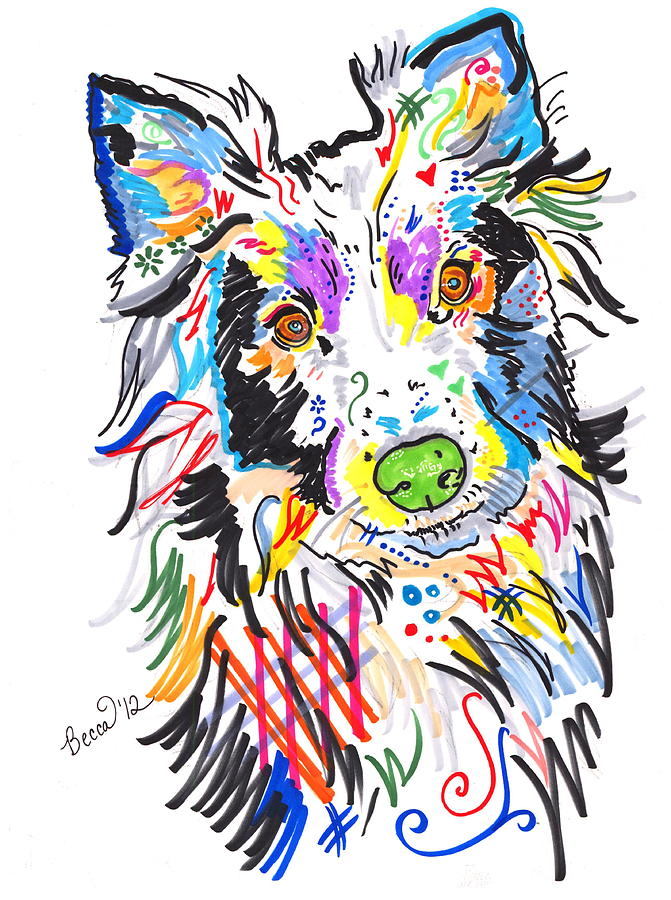 Dog Drawing - Wolfie by Rebecca Fischer
