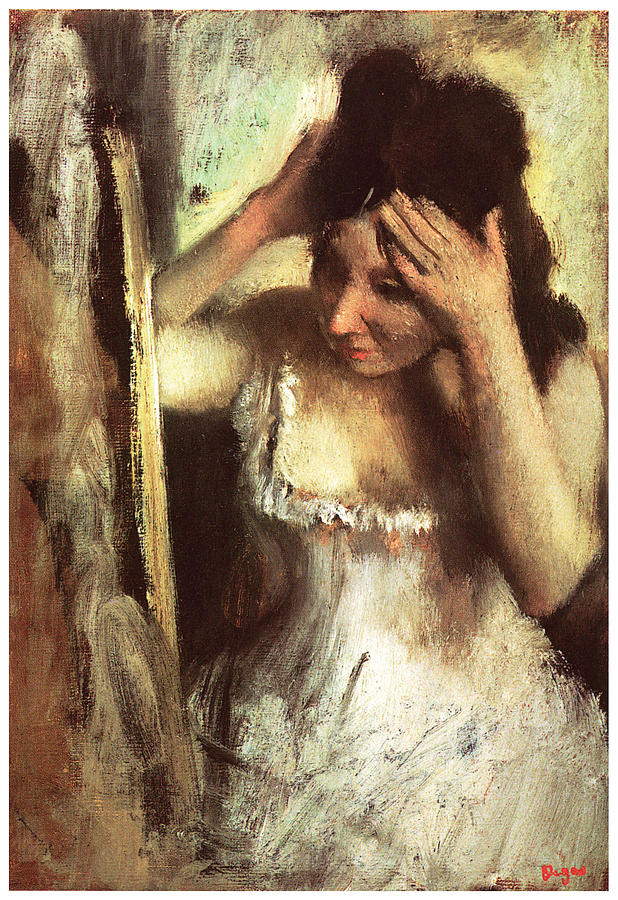 Portriat Painting - Woman Combing her Hair Before a Mirror by Edgar Degas Portriat Painting - Woman Combing her Hair Before a Mirror by Edgar Degas