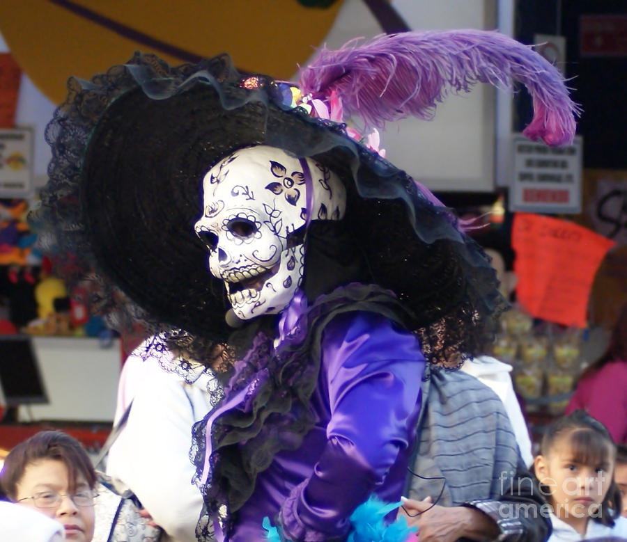 Woman In Day Of The Dead Play Photograph by John  Kolenberg