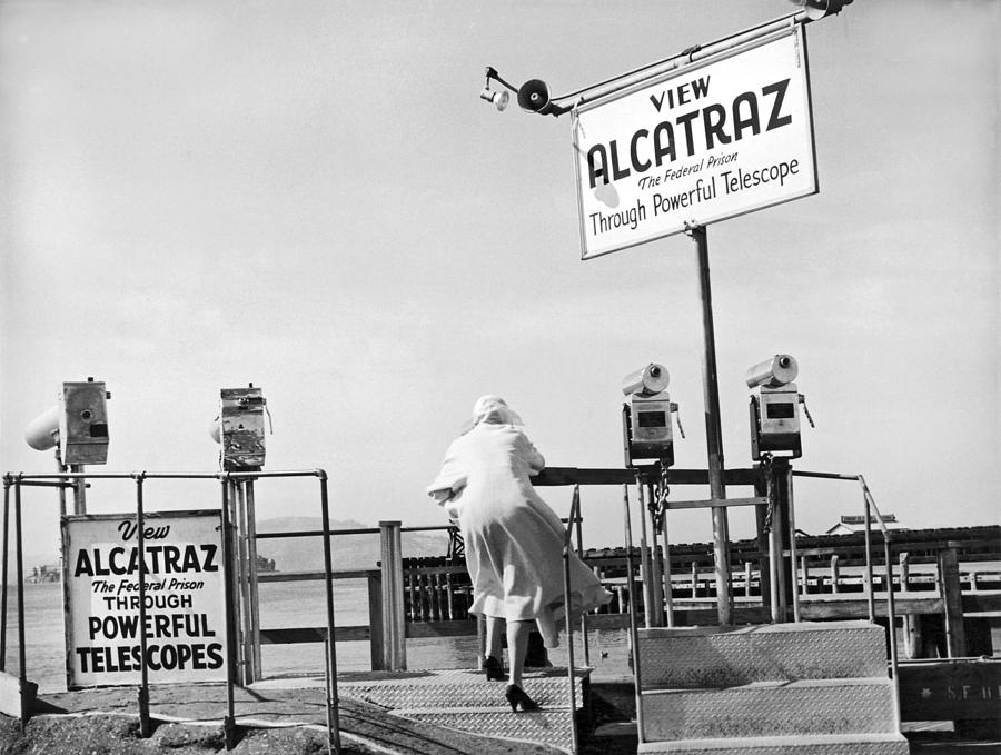 Woman Looking At Alcatraz Photograph by Underwood Archives