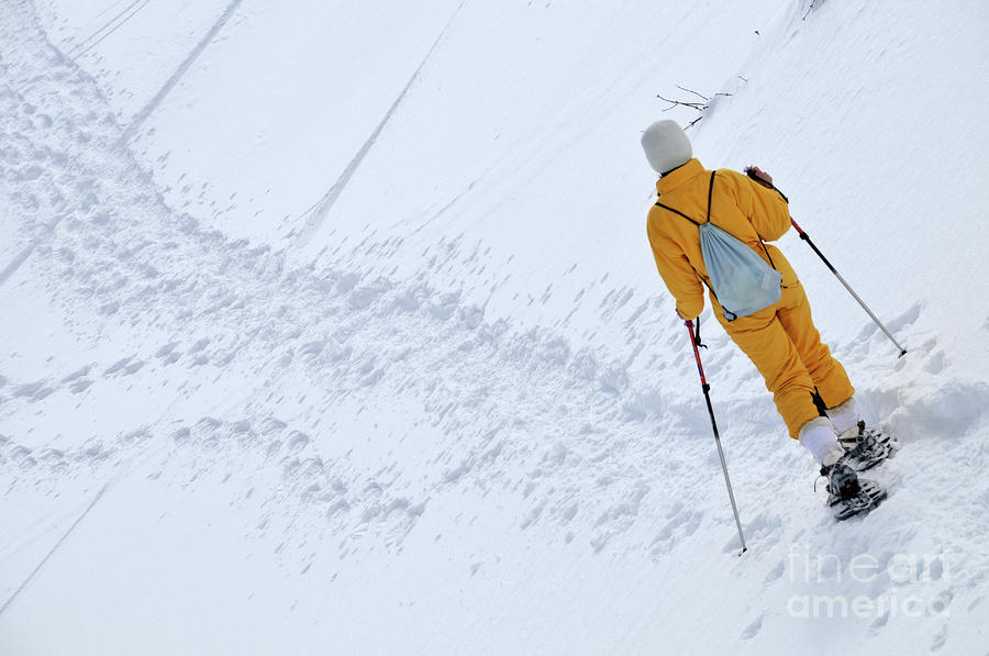 Woman snowshoeing Photograph by Sami Sarkis