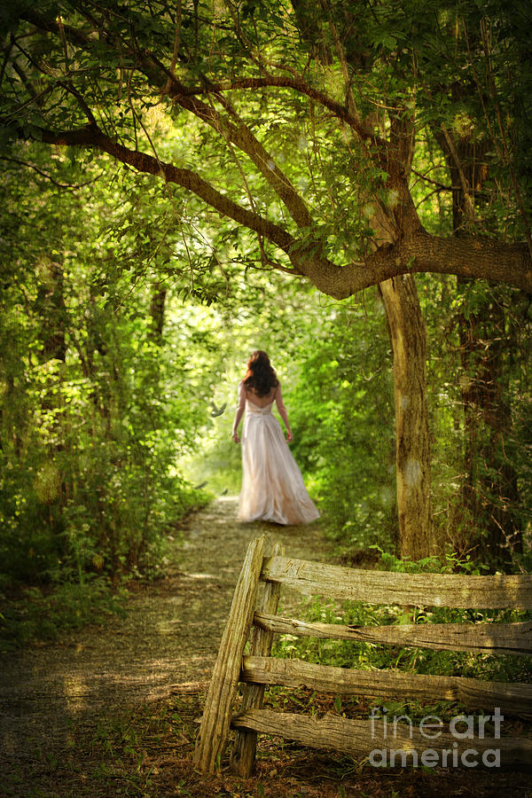 Image result for woman walking down forest path