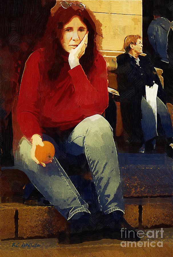 New York City Painting - Woman with an Orange by RC DeWinter