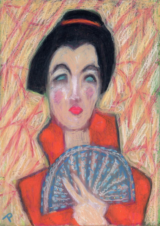 Woman with Fan Painting by Todd  Peterson