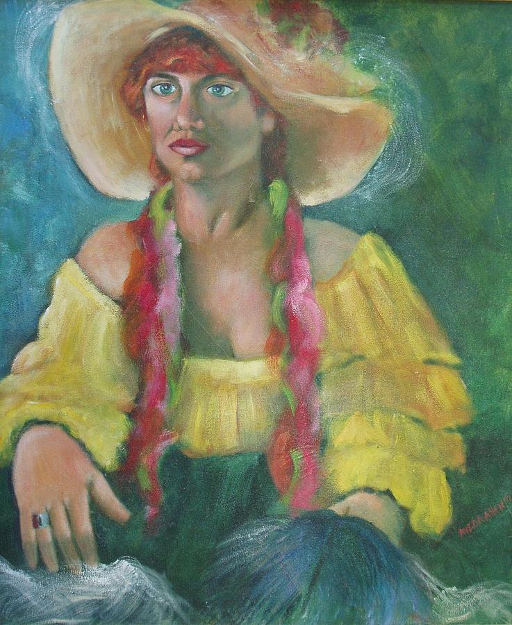 Figurative Painting - Woman with Hat by Aveda Allen