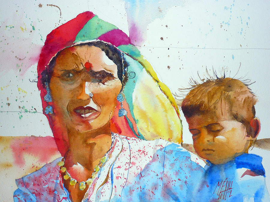 Portrait Painting - Woman with her child by Andre MEHU