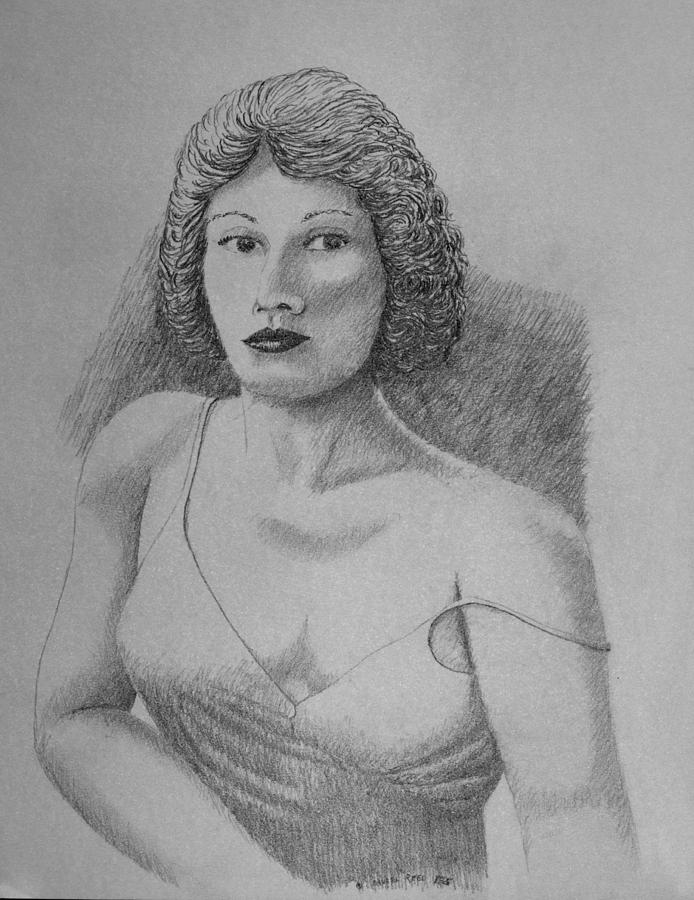 Woman With Strap Off Shoulder Drawing by Daniel Reed