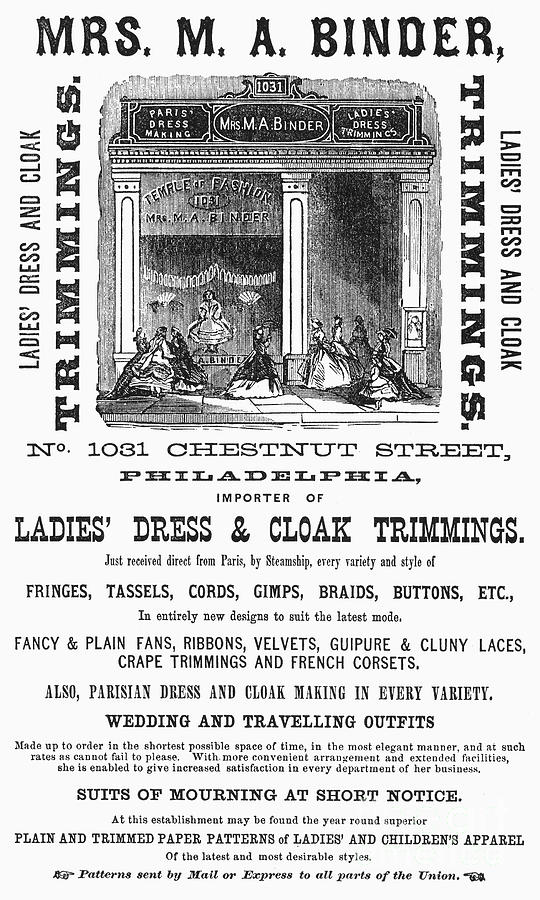 Womens Fashion Ad, 1866 Photograph by Granger