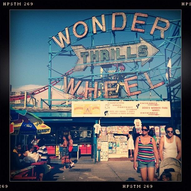 Hipstamatic Photograph - #wonderwheel Sign As Seen From The by Bonnie Natko