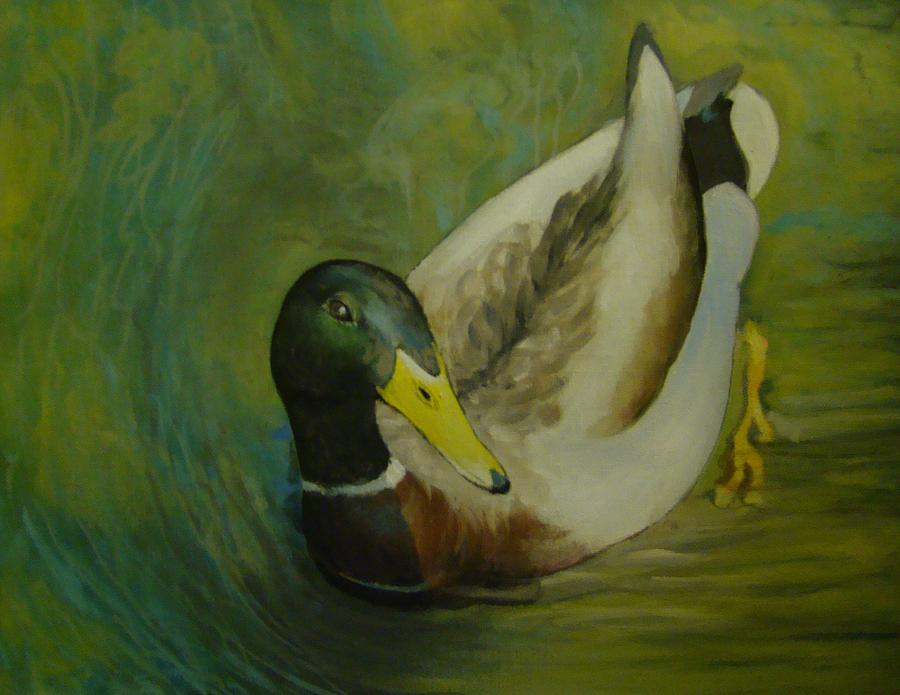 Duck Painting - Wood duck in Halfway Brook by Mark Haley