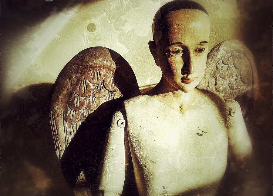 Wooden angel Digital Art by Olivier Calas