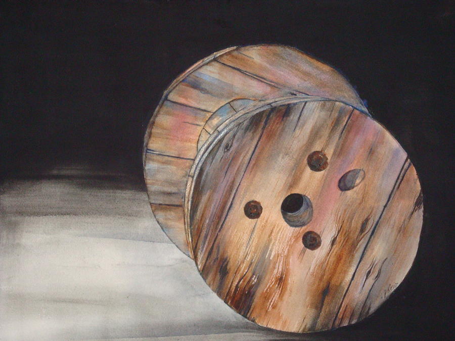 Wooden Cable Reel Mixed Media by Veronica Reid-Donald - Fine Art America