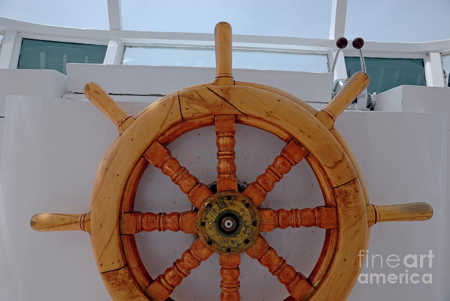 Wooden helm on ship Photograph by Sami Sarkis - Pixels