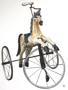 Wooden Horse Trike Drawing by Glenda Zuckerman