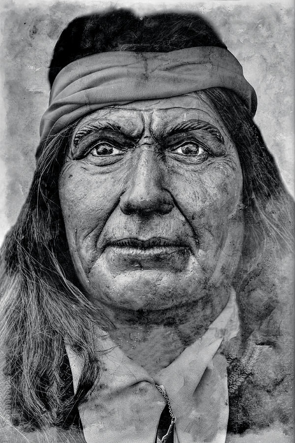 Wooden Indian In Black and White Photograph by Randy Steele