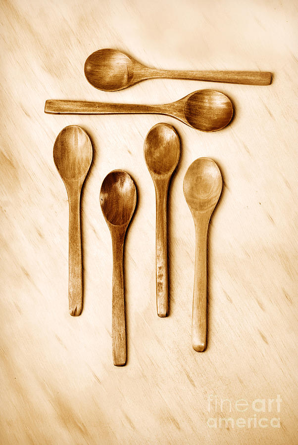Vintage Photograph - Wooden Spoons by HD Connelly