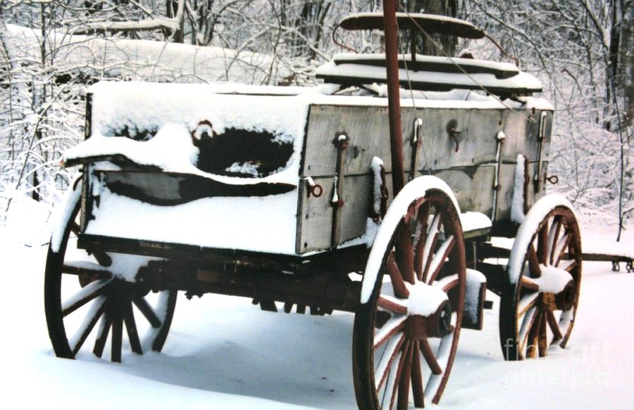 Wooden Wagon In The Snow Photograph by Ralph Hecht - Pixels