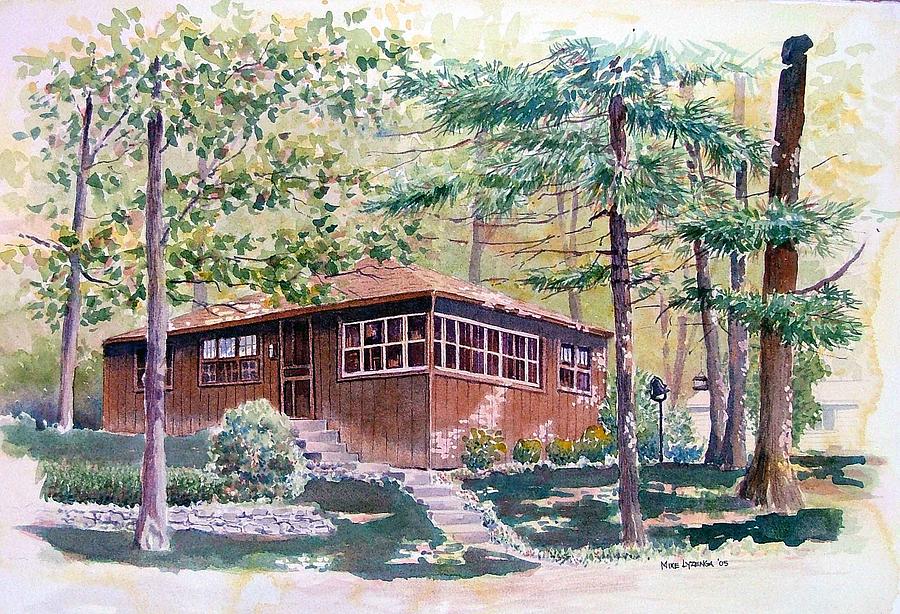 Woodland Cabin Painting by Michael Lyzenga