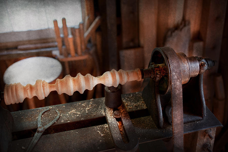 woodworker - lathe - rough cut photograph by mike savad