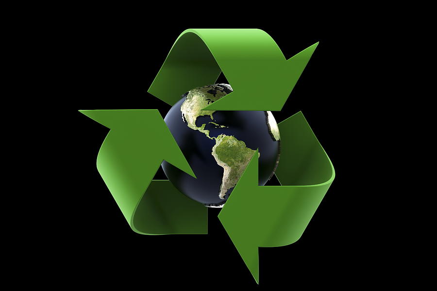 World Globe With Recycling Arrows Digital Art by Bjorn Holland