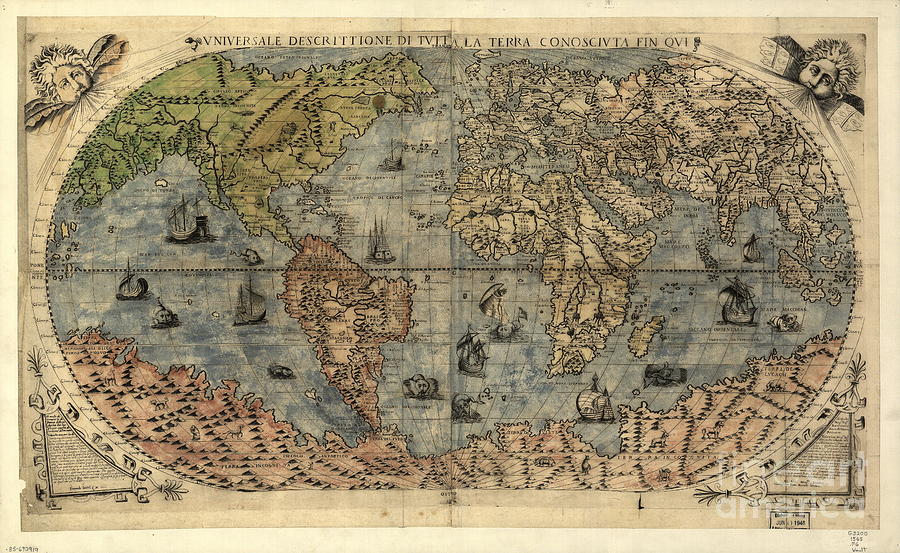 World Map, 16th Century Photograph by Science Source