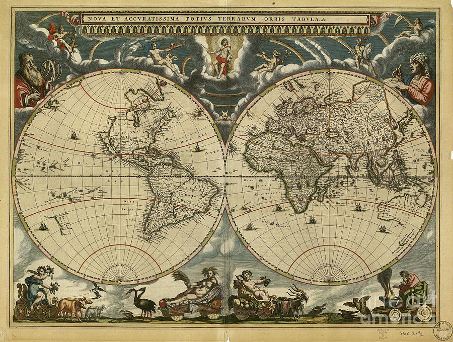 World Map, 17th Century Photograph by Science Source