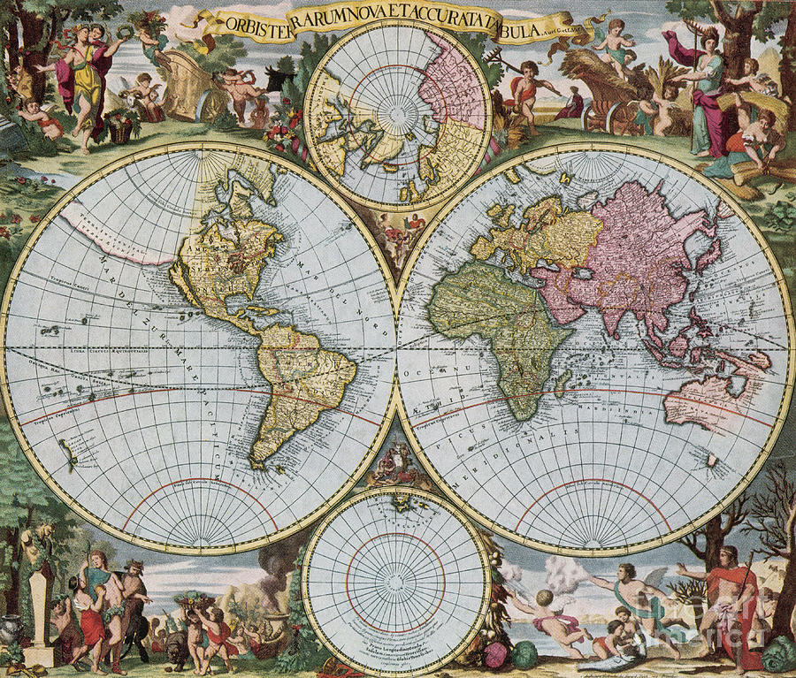 World Map From Schencks Atlas Photograph by Photo Researchers
