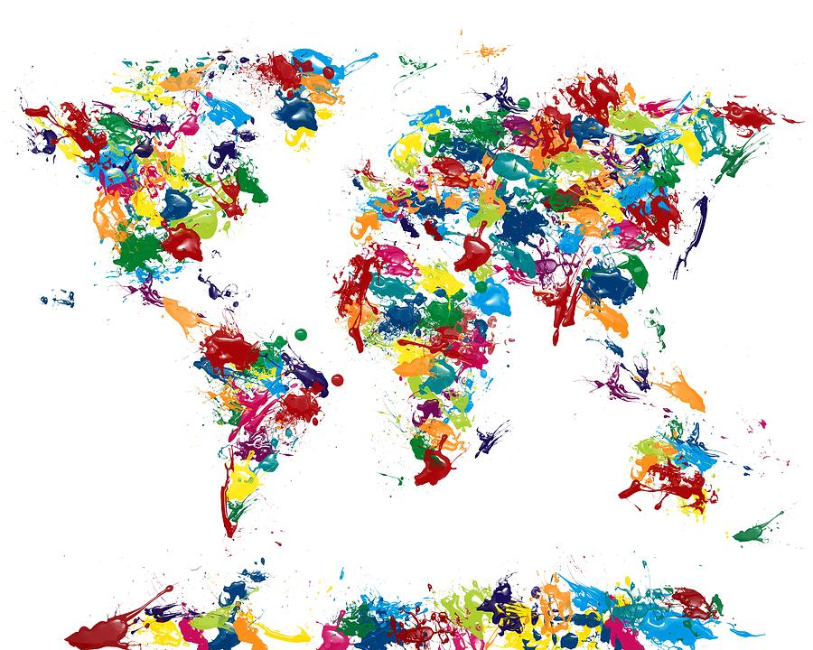World Map Glossy Paint 16 x 20 Digital Art by Michael Tompsett